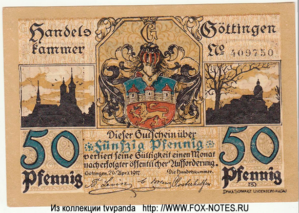 Handelskammer Göttingen 50 Pfennig 1917 | 1919