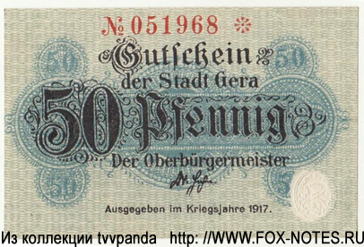 Stadt Gera. Notgeld. 50 Pfennig. 1917.