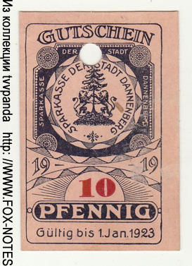 Stadt Dannenberg 10 Pfennig 1919 Notgeld