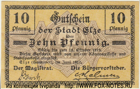 Stadt Elze 10 Pfennig 1917 - NOTGELD