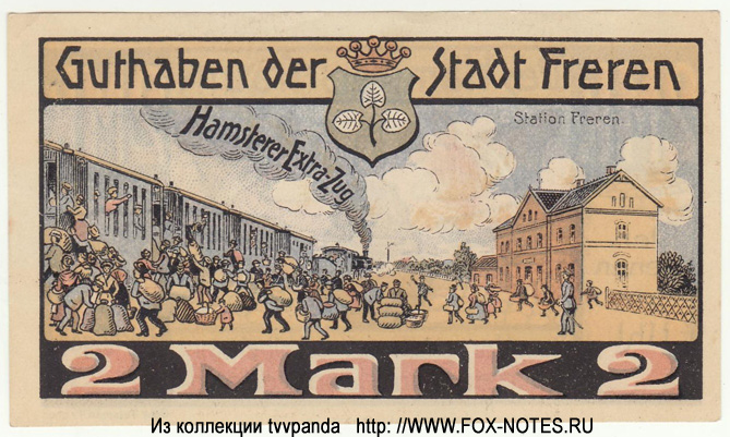 Guthaben der Stadt Freren. 2 Mark. 1921.