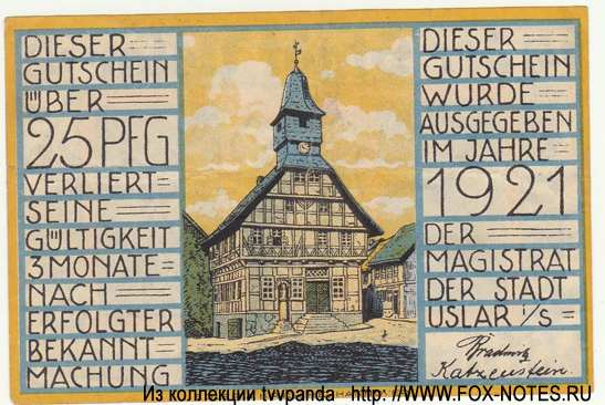 Stadt Uslar 25 Pfennig 1921 Notgeld