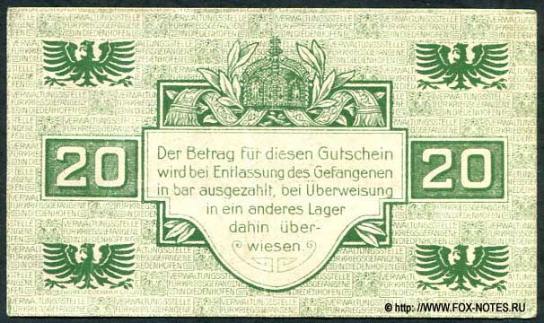 Vervaltungsstelle für Kriegsgefangene Diedenhofen 20 Pfennig