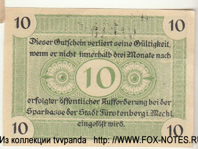 Stadt Fürstenberg in. Mecl. 10 Pfennig 1920 NOTGELD