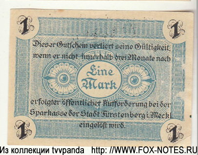 Stadt Fürstenberg in. Mecl. 1 mark 1920 NOTGELD