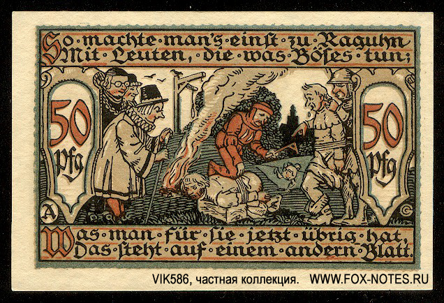 Notgeld der Stadt Raguhn. 50 Pfennig. August 1921.