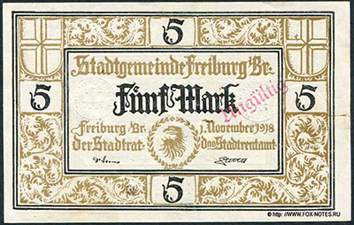 Stadtgemeinde Freiburg im Breisgau 5 Mark 1918