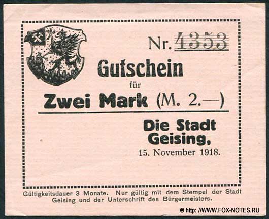Stadt Geising 3 Mark 1918