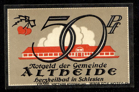 Notgeld der Gemeinde Altheide 50 pfennig 1921