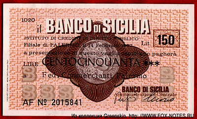 BANCA di SICILIA 150  1977