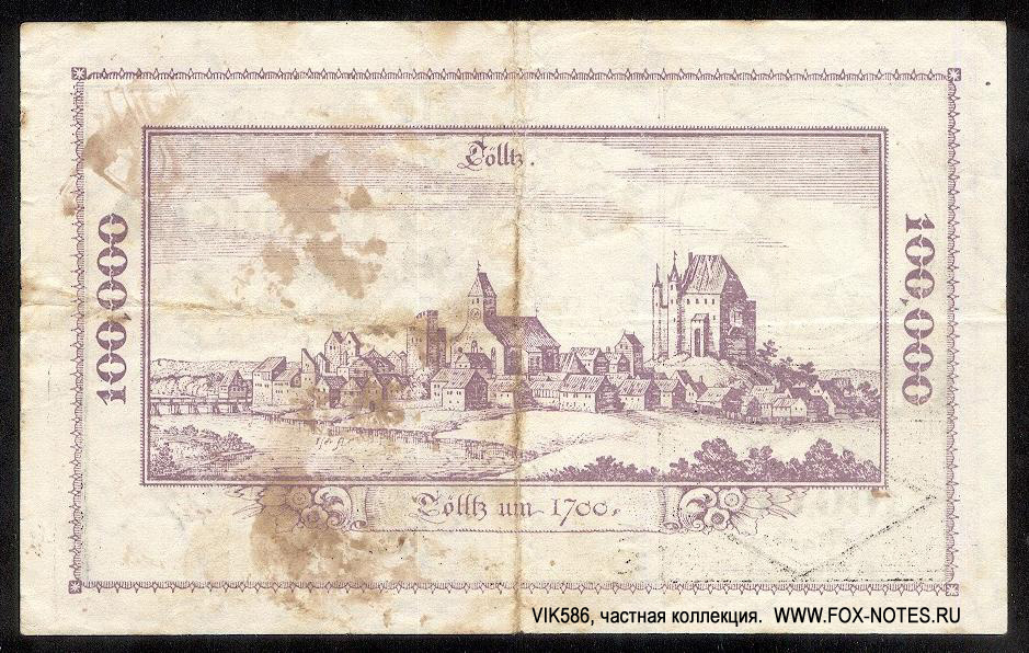 Notgeld der Stadt Bad Tölz. 100000 Mark. 14. August 1923.