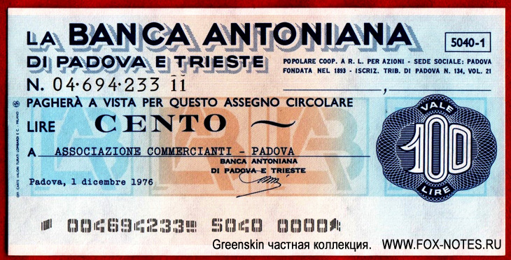 Banca Antoniana.  100  1976