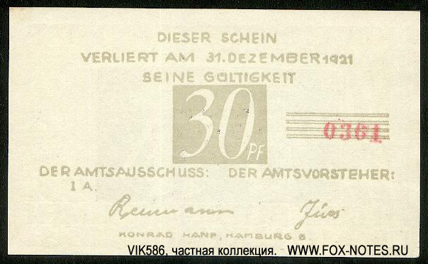 Notgeld der Gemeinde Brande-Hörnerkirchen 30 pfennig 1921