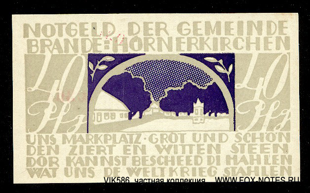 Notgeld der Gemeinde Brande-Hörnerkirchen 40 pfennig 1921