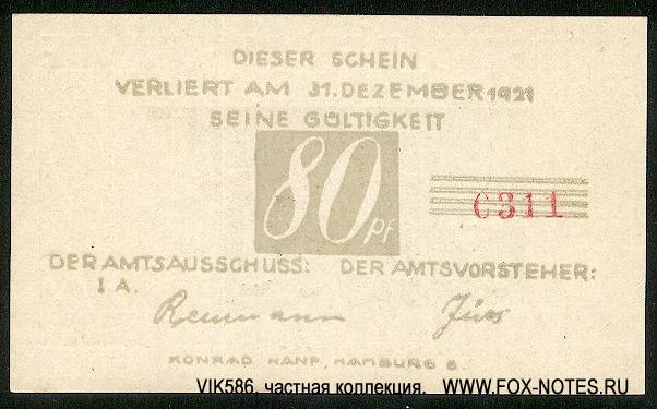 Notgeld der Gemeinde Brande-Hörnerkirchen 80 pfennig 1921