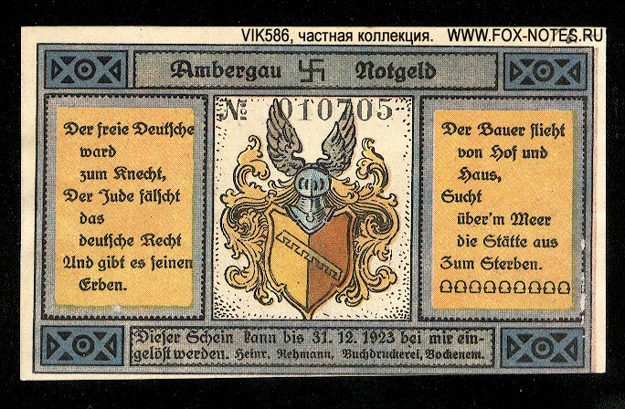 Buchdruckerei Heinrich Rehmann 1 mark 1921