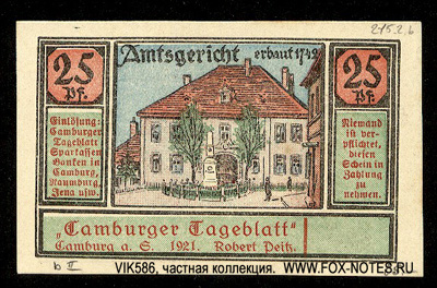 Camburger Tageblatt 25 Pfennig 1921