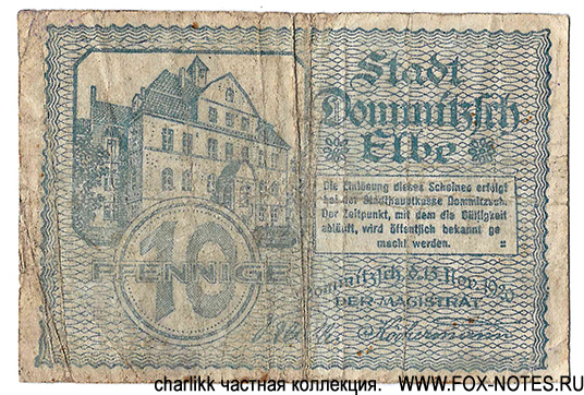 Stadt Dommitzsch a. Elbe 10 Pfennig 1920
