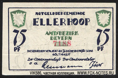 Notgeld der Gemeinde Ellerhoop. ND - 31.12.1921 