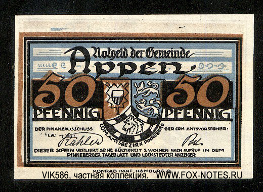 Gemeinde Appen 50  1921 
