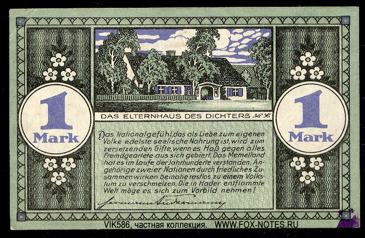 Gutschein der Gemeinde Heydekrug. 1 Mark. 28. Mai 1921.