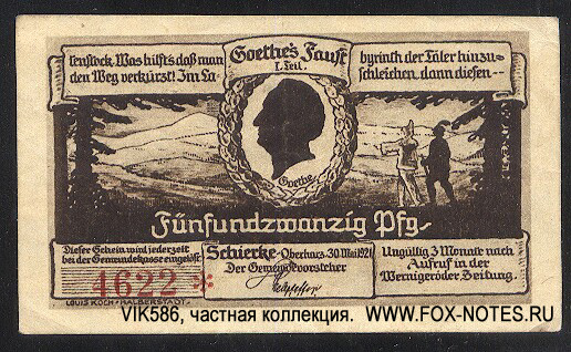 Gemeinde Schierke im Harz 25 pfennig 1921 Notgeld