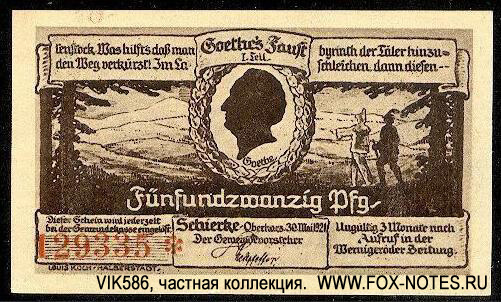 Gemeinde Schierke im Harz 25 pfennig 1921 Notgeld