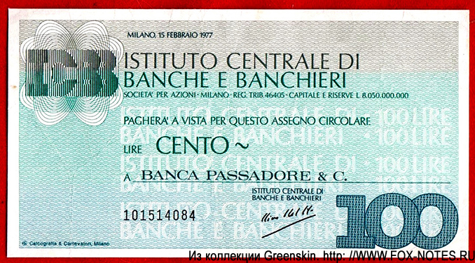 INSTITUTO CENTRALE DI BANCHE E BANCHIERI 100  1977