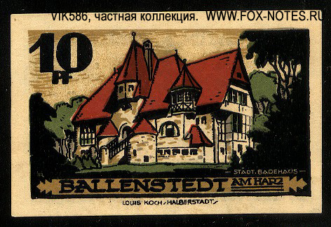 Stadt Ballenstedt 10 pfennig 1921