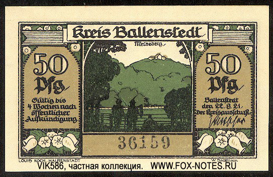 Kreis Ballenstedt 50 Pfennig 1921