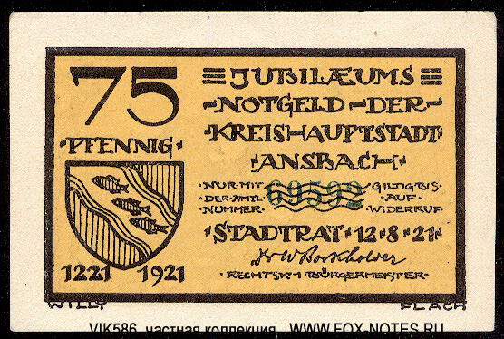 Kreishauptstadt Ansbach 75  1921 