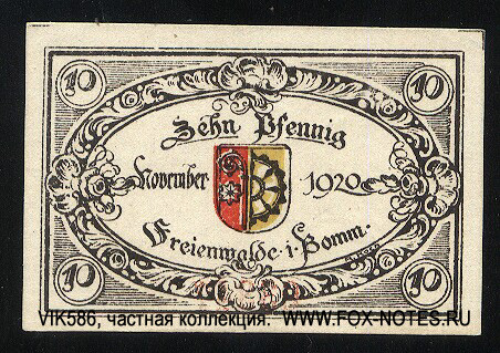 Stadt Freienwalde in Pommern 10 pfennig 1920 notgeld