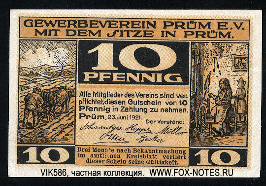 Gewerbeverein Prüm E.V. 10 Pfennig 1921