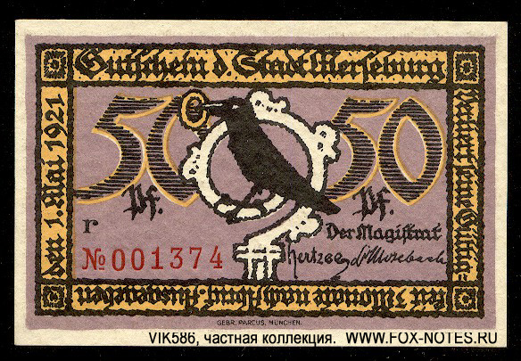 Stadt Merseburg 50 Pfennig 1921