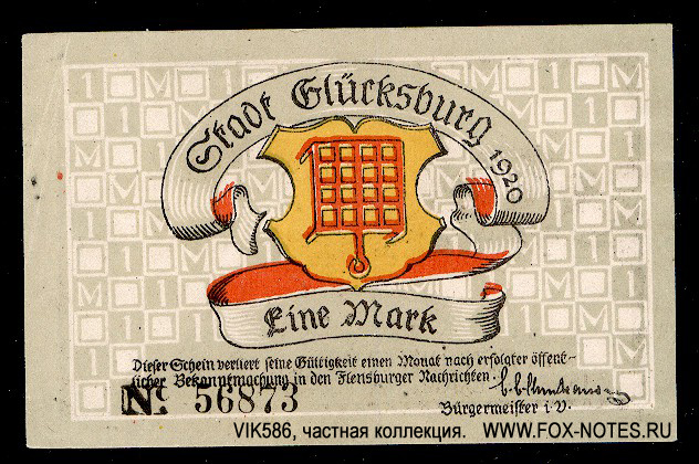 Stadt Glücksburg 1 Mark 1921