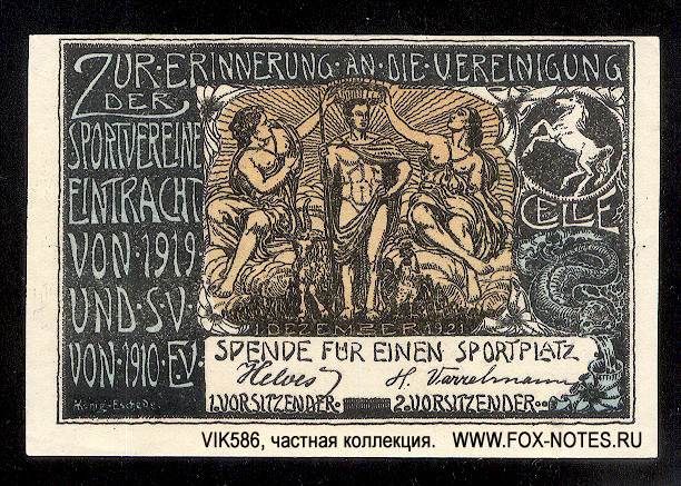 Celle Sportverein Eintracht 2 Mark 1921 Notgeld