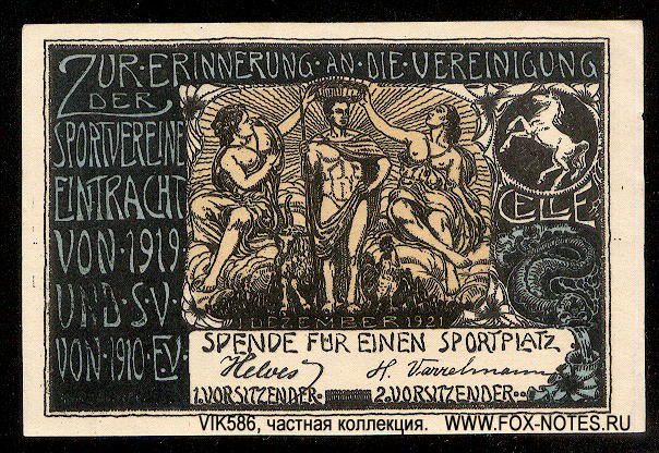 Celle Sportverein Eintracht 75 pfennig 1921 Notgeld