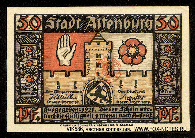 Stadt Altenburg Prinzraubserie 50  1921 