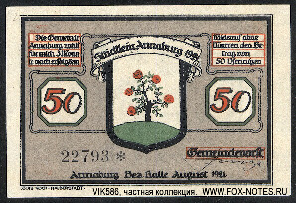 Stadt Annaburg 50 Pfennig 1921