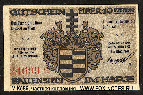 Stadt Ballenstedt 10  1921 