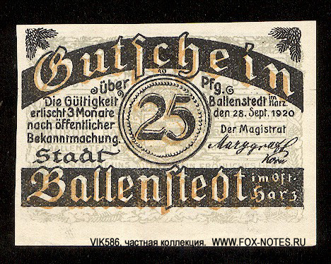 Stadt Ballenstedt 25  1921 