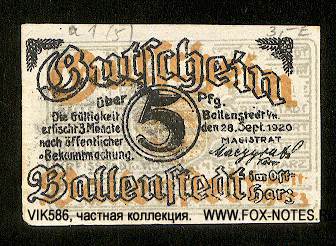 Stadt Ballenstedt 5 Pfennig 1921