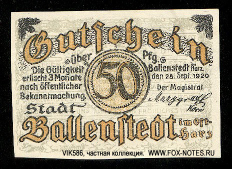 Stadt Ballenstedt 50  1921 