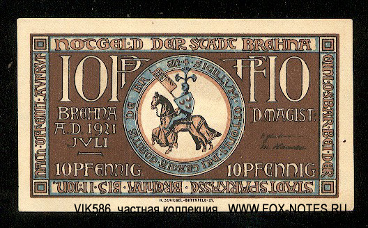 Notgeld der Stadt Brehna. 10 pfennig 1921