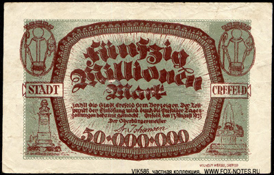 Landkreis Crefeld 50 Millionen Mark 1923