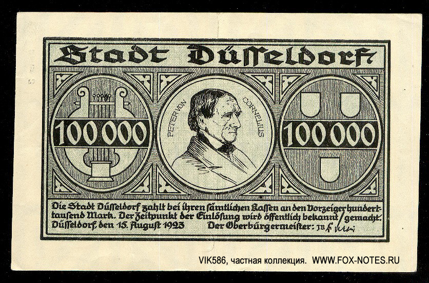 Stadt Düsseldorf 100000 Mark 1923