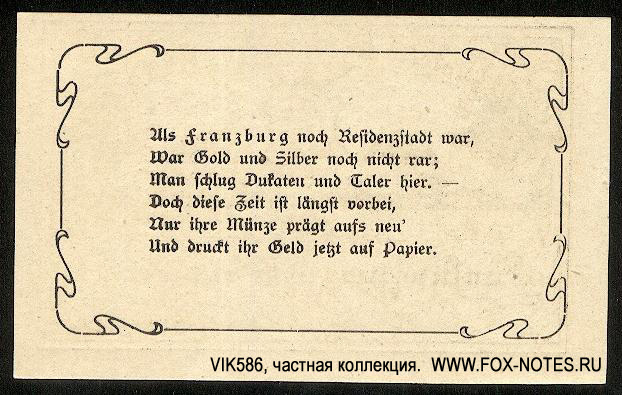 Notgeld der Stadt Franzburg. 25 pfennig 1921.
