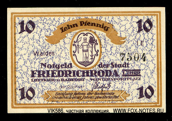Notgeld der Stadt Friedrichroda 10 pfennig 1921