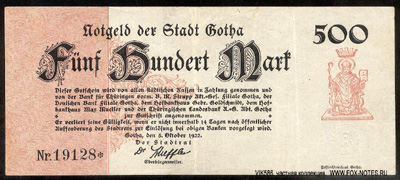 Notgeld der Stadt Gotha. 5. Oktober 1922. 