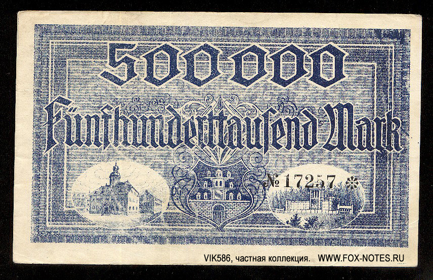 Notgeldschein der Stadt Meerane 500.000 Mark 1923